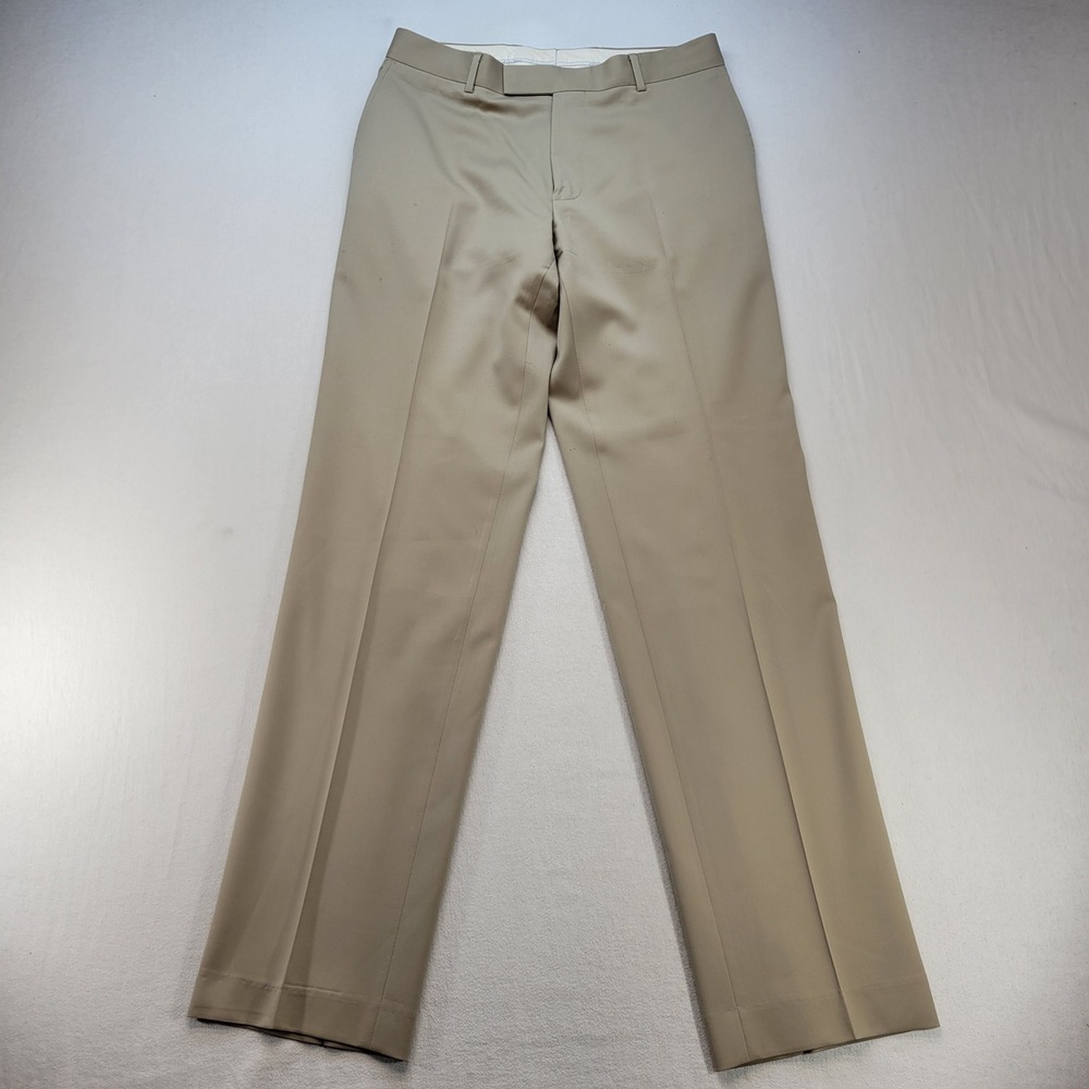 Hugo Boss Dress Pants Mens 33x35 Tan Beige Virgin Wool Straight Leg Trousers